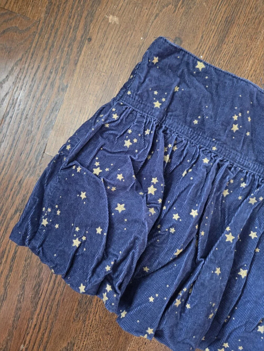 Gymboree Girls 5 Blue/Gold Stars Corduroy Bubble Skirt